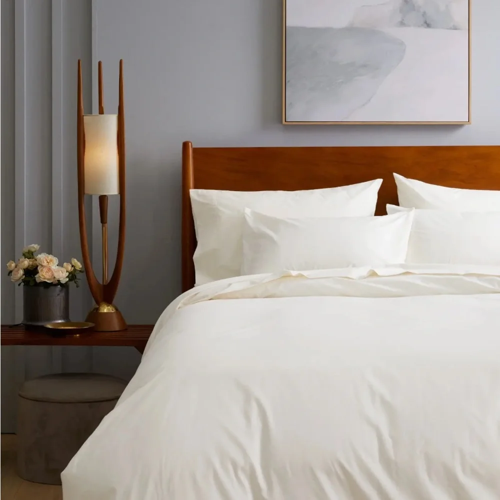 QUINCE Organic Percale Duvet Cover King Cal King White